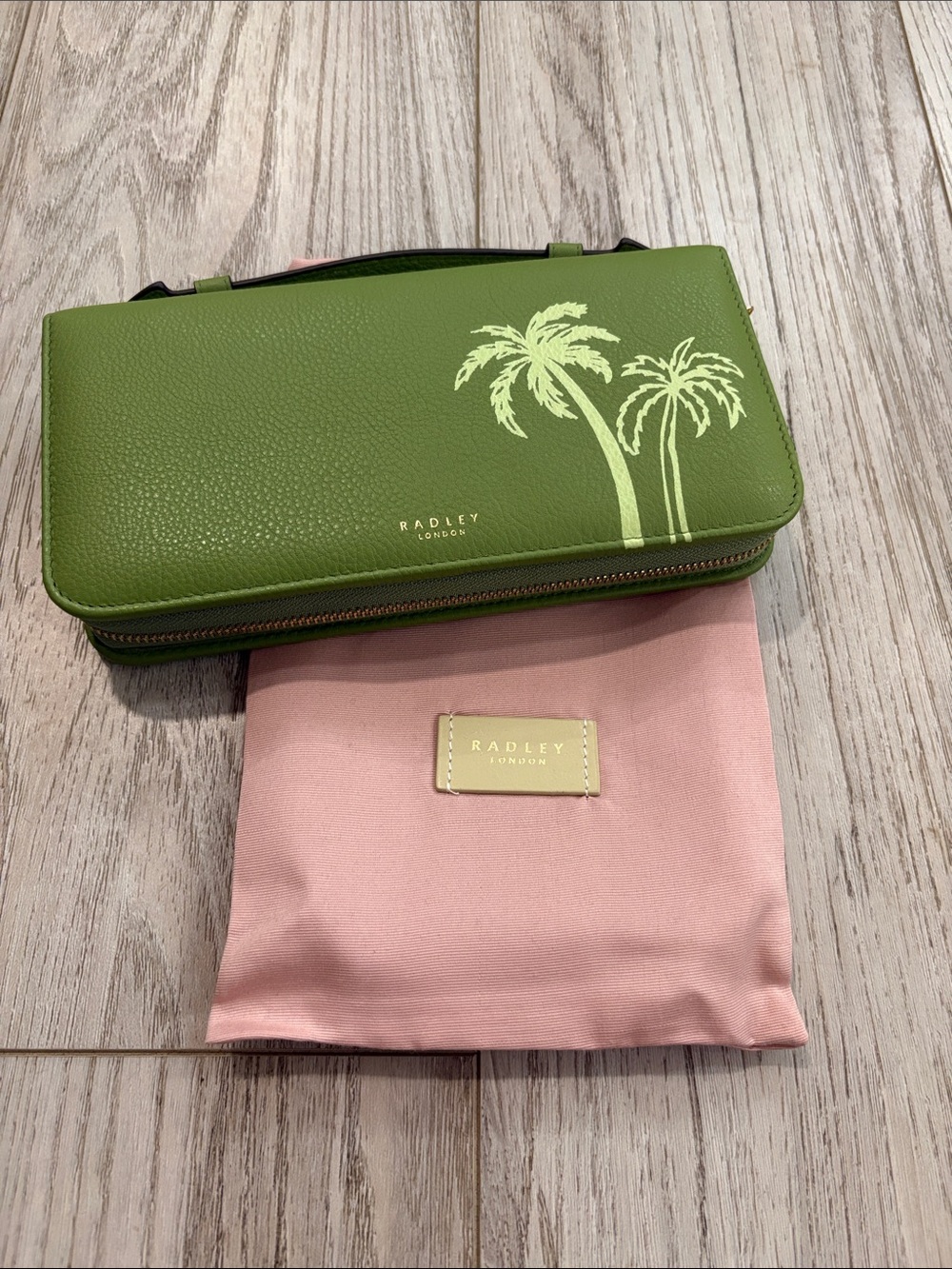 Radley London Green Palm Print Zip Wallet NWT
